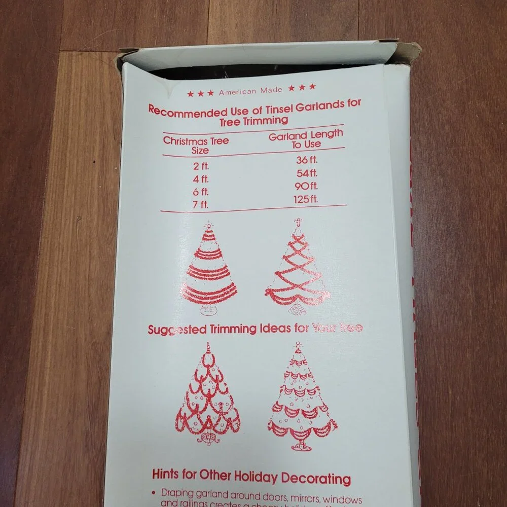 Golden Sleigh Silver Tinsel Garland Vintage Christmas Tree Mantle 15 Ft USA